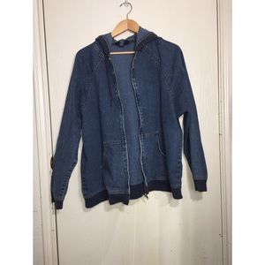Blue Jean Zip Up Hoodie - Medium Dark Wash